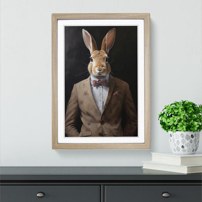 Rabbit In A Suit Painting No.5 - Single Picture Frame Print on Wood