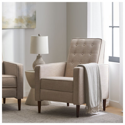 Fauteuil inclinable Mid-Century moderne en tissu blé - l 27 po x P 34,25 po