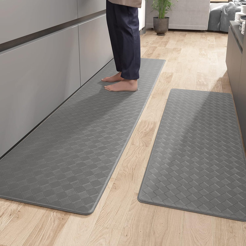 Gray Cushioned Anti-Fatigue Non-Slip Kitchen Mat Set