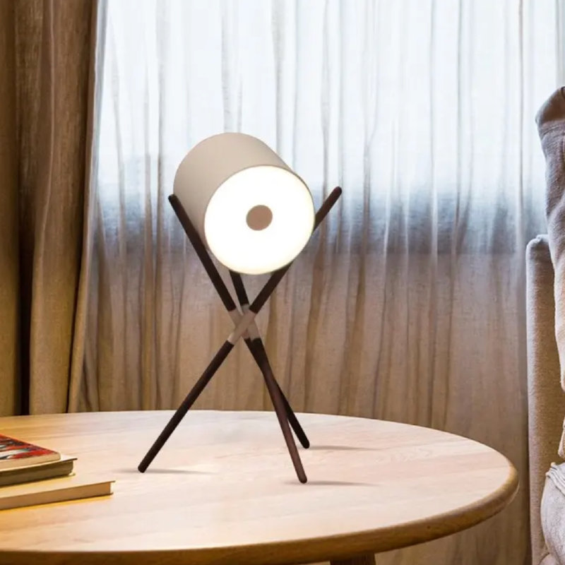 Lampe trépied en bois, Blanc