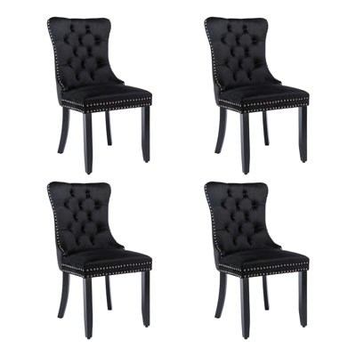 Velvet Side Chair in Black
