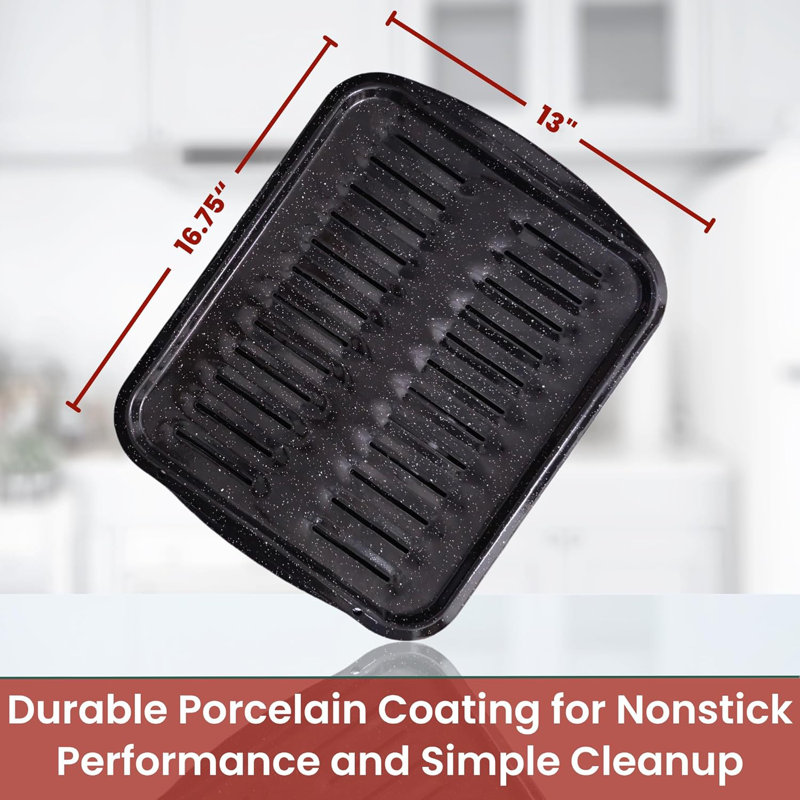Poêle à griller antiadhésive en céramique 16,75 x 13 po avec grille - Poêle à griller à haute température