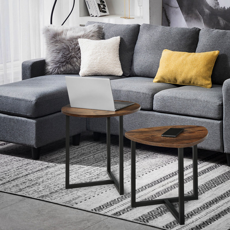 Ambau Modern 2 PCS Round Coffee Table Sofa End and Side Tables for Living Room, Stylish Centre Table for Home