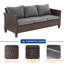 Ensemble de canapés de patio 6 pièces avec table de foyer 45 po, chaises berçantes pivotantes en osier de rotin PE pour patio, terrasse et cour-667375081-667375082
