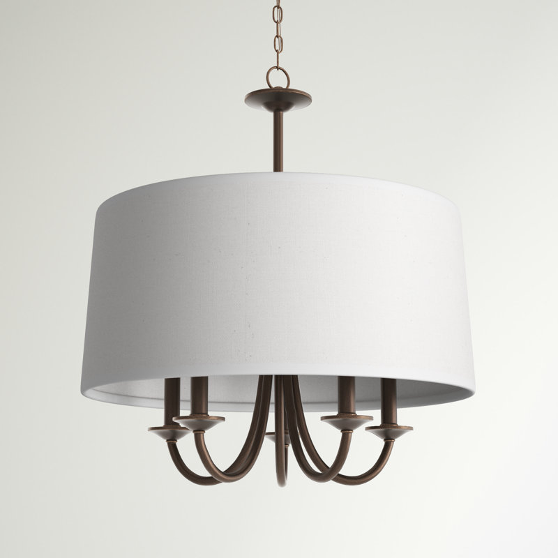 Lustre cinq lumières à abat-jour Seville de Génération Éclairage , Sienne brûlée, Non