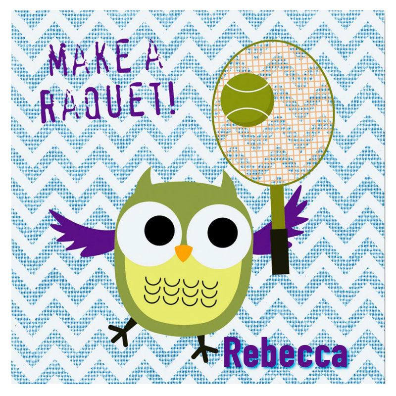 Décalcomanie murale personnalisée tennis hibou, H 24 po x l 24 po, Oui