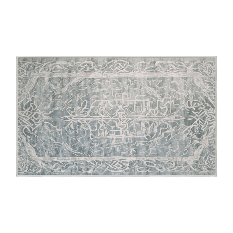 Machine Washable Green Area Rug, Rectangle 7' x 9'