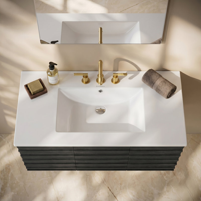 Dessus de meuble-lavabo en céramique, 8 po, Blanc lustré