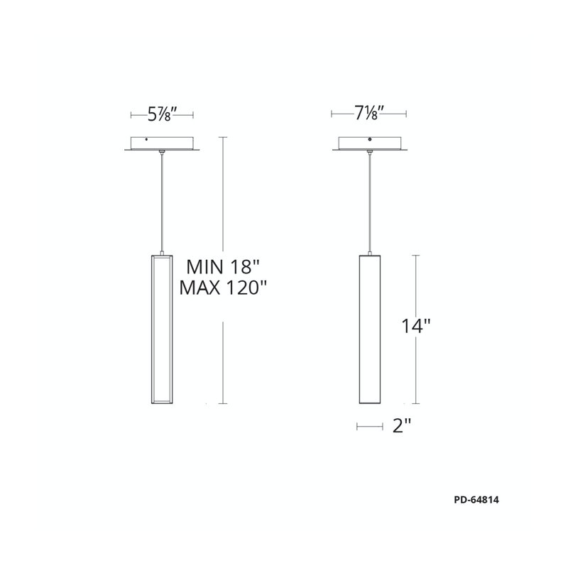Luminaire suspendu carré à 1 lumière DEL Chaos, Bronze vieilli, H 14 po x l 5,5 po x P 5,5 po