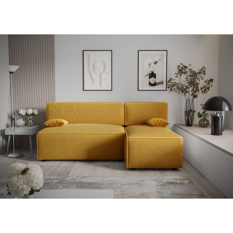 Bertwald 3 Seater Corner Sofa , Yellow, Right -sided