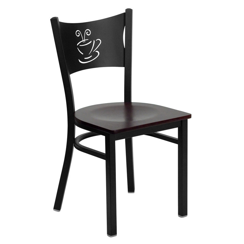 Odyssey Coffee Back Metal Restaurant Chair, Mahogany Wood