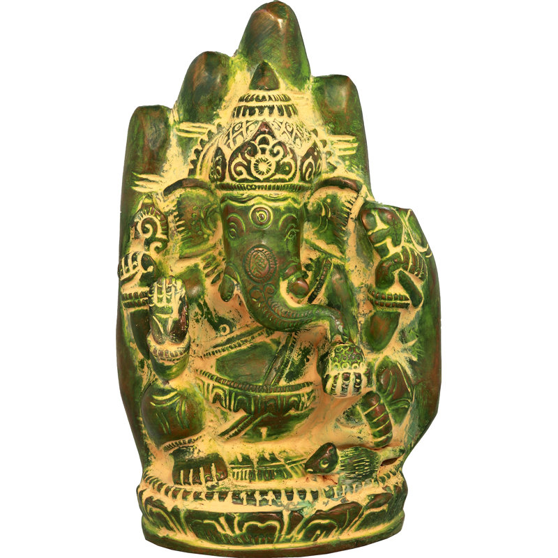 Statue de Lord Ganesha, Or / vert clair