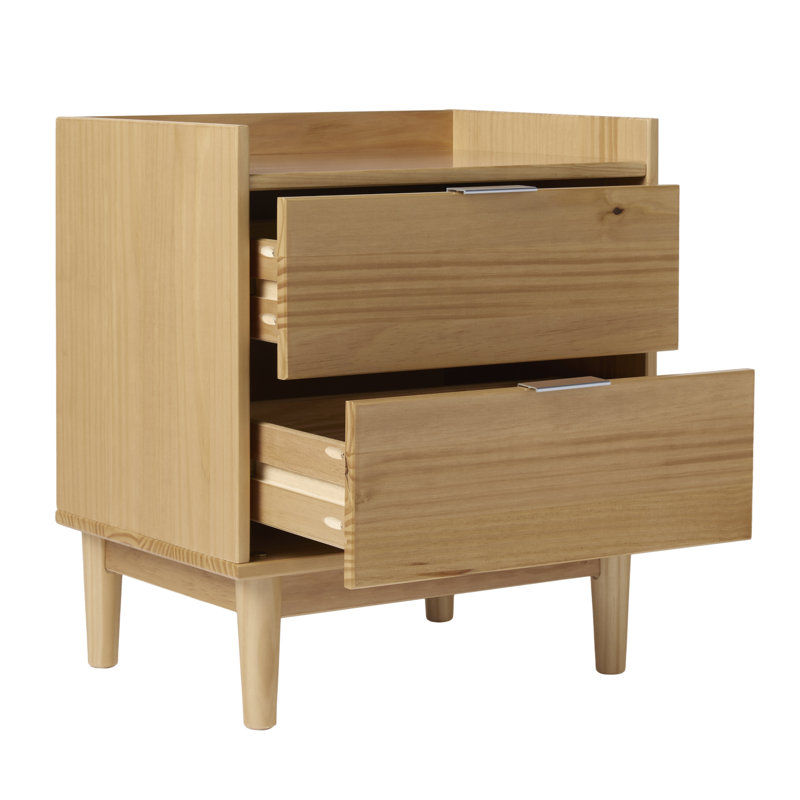 Table de chevet 2 tiroirs Hanhalyn, Pin naturel
