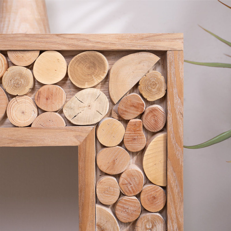 Rustic Wood Console Table with Natural Log Accent