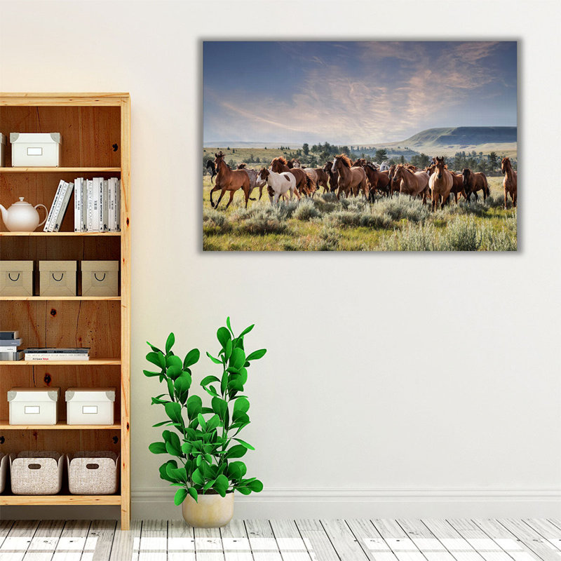 Montana Ranch Horses - reproduction d'art sur toile, H 32 po x l 48 po