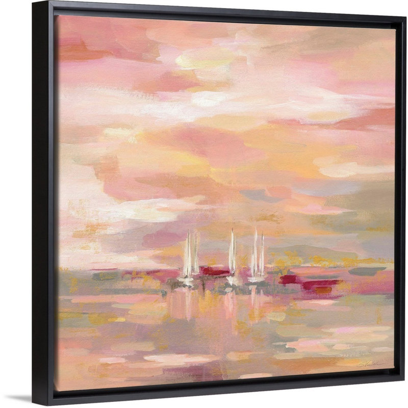 Crimson Waves - Print on Canvas, Black Floater Framed, 26" H x 26" W x 1.75" D