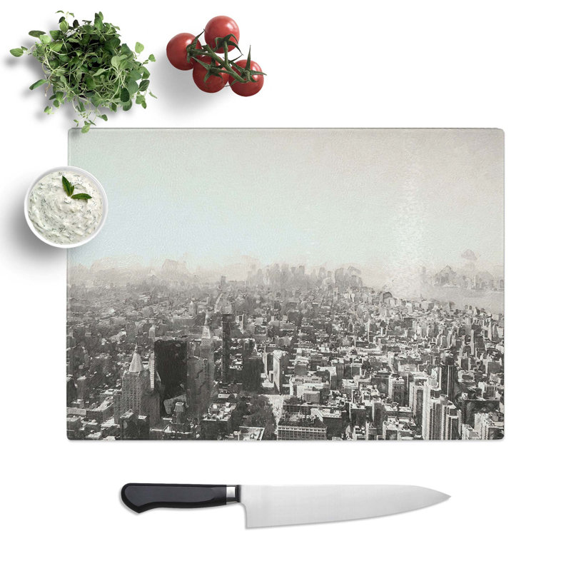 Tempered Glass The Skyline of New York in Abstract Chopping Board, 39 cm W x 28.5 cm L