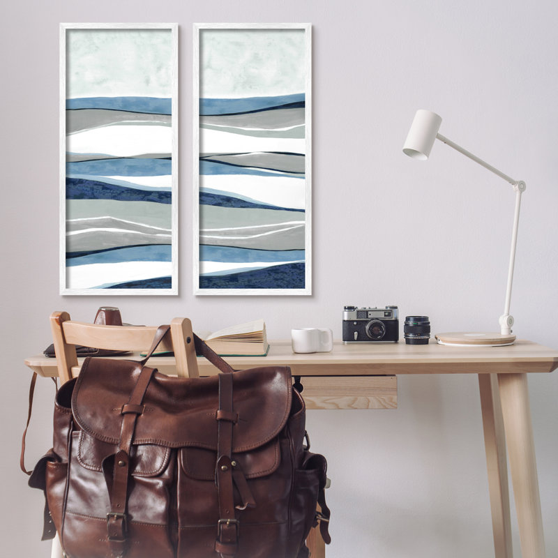 "Abstract Striped Landscape Flowing Waves" par Janet Tava - ensemble de 2 impressions sur toile, H 30 po x l 26 po x P 1,5 po