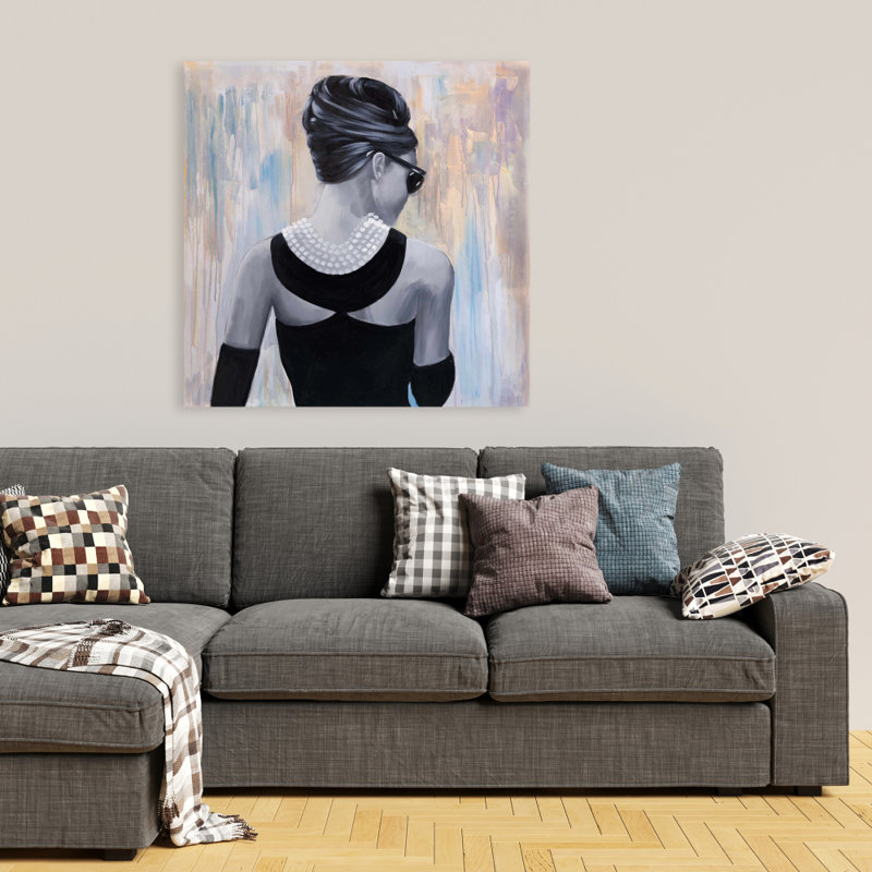 « audrey hepburn »-impression sur toile tendue, H 36 po x l 36 po x P 1,5 po
