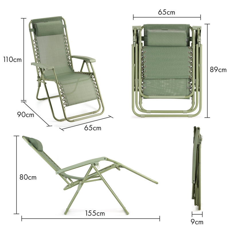 Verona Folding Zero Gravity Sun Lounger, Sage Green 