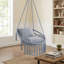 Chaise hamac pivotante en macramé résistante aux intempéries avec 2 coussins amovibles pour patio-1195276100