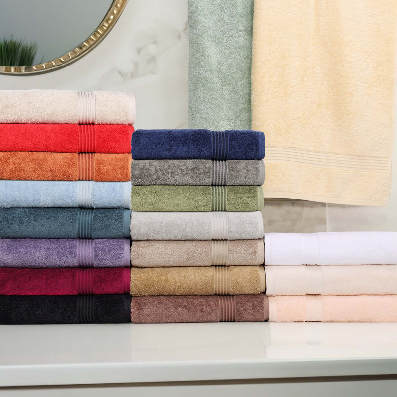 Forest Green Egyptian Cotton Bath Towel Set with Rope Border