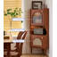 Buffet rétro, armoire triangulaire en rotin de bois massif rustique