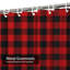Rideau de douche tartan à carreaux rouge et noir avec 12 crochets-11436848