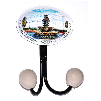 PAIR of Charleston Fountain Glass Inlay Double Hook