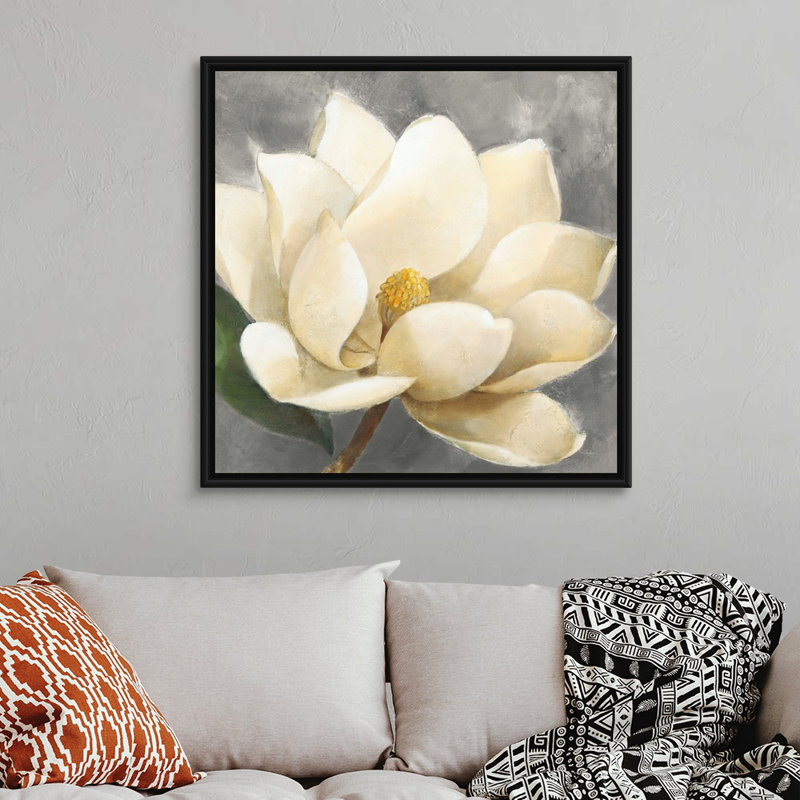 Art mural sur toile Magnolia Blossom, Cadre noir, H 36 po x l 36 po x P 1,25 po