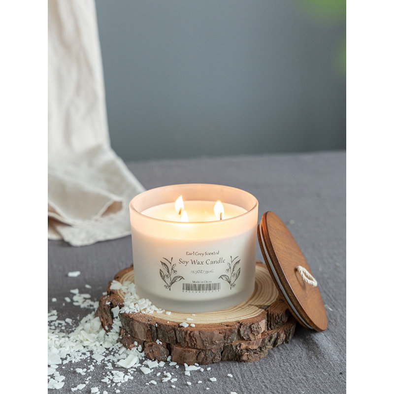 Earl Gray Scented Jar Candle with Glass Holder