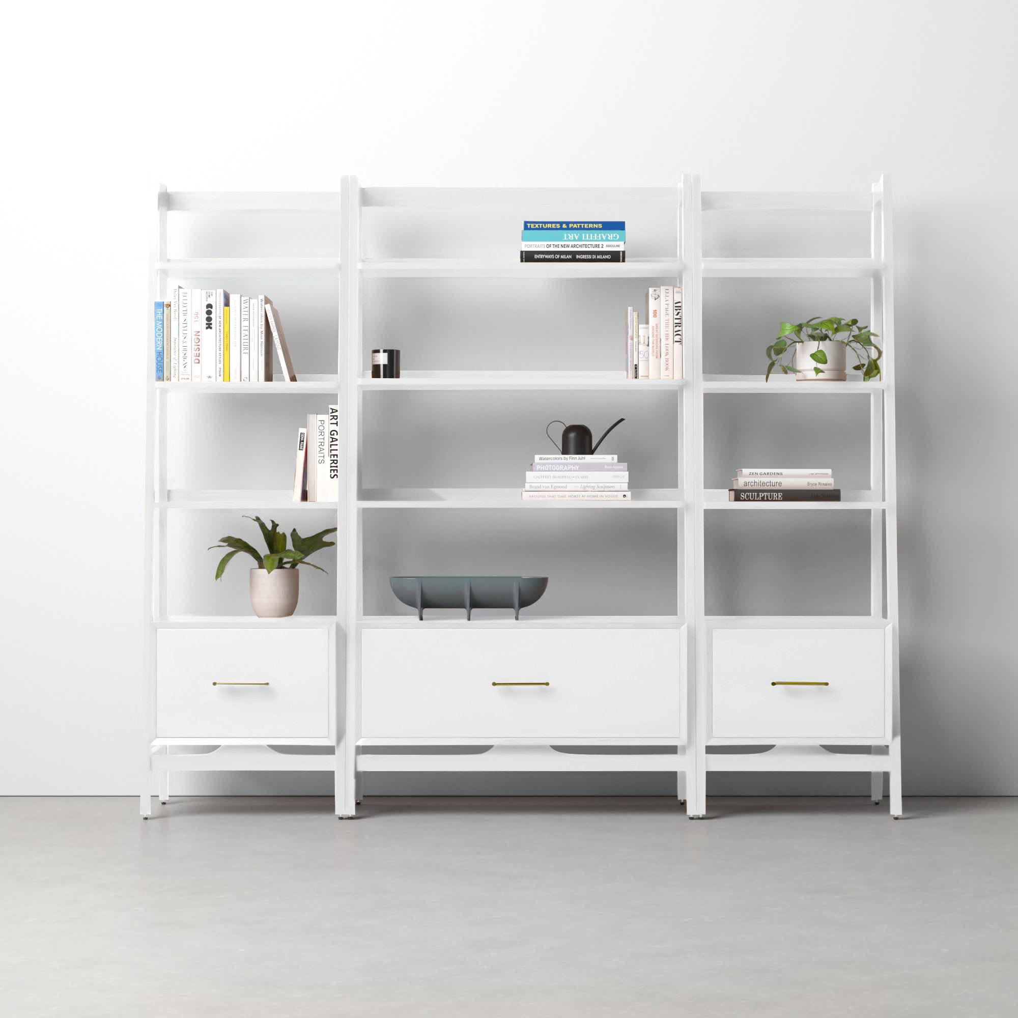 Stiles Wide Ladder Bookcase, White