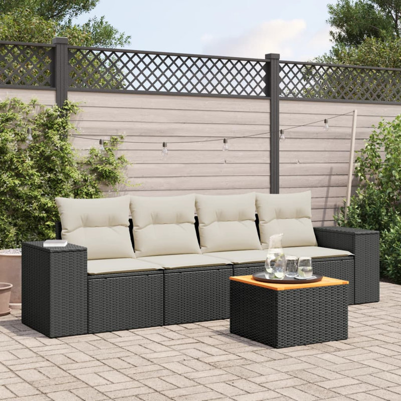 Ensemble de canapé de jardin Vidaxl noir, blanc crème