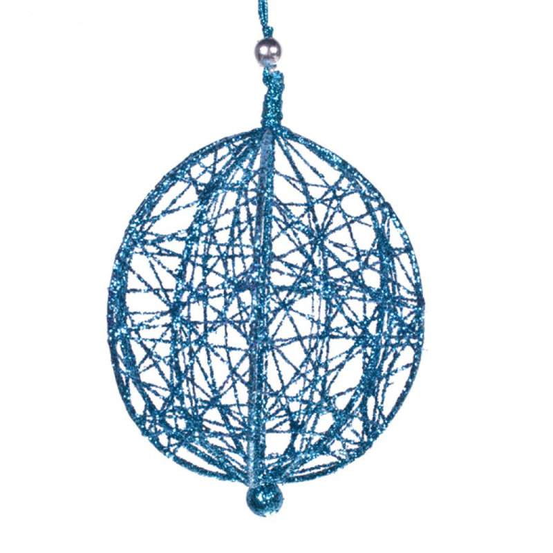 13cm Metal Ball Ornament, Turquoise