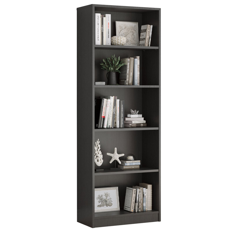 Bibliothèque moderne moderne à 5 niveaux de l 24,4 po, Gris, (5 tablettes) H 69 po x l 24,5 po x P 12 po