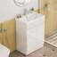 Meuble-lavabo de 24 po avec lavabo, conception sans poignée, lavabo en céramique à bords épais, charnières à fermeture en douceur, assemblage facile, finition blanc brillant