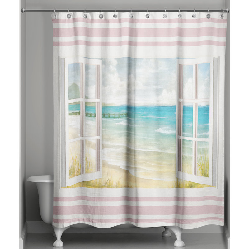 Marquez Striped Shower Curtain, Pink