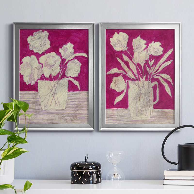 Fuchsia Arrangement I, reproduction encadrée de qualité supérieure - prête à être accrochée, Cadre argenté