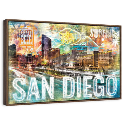 San Diego City Landmarks Grunge