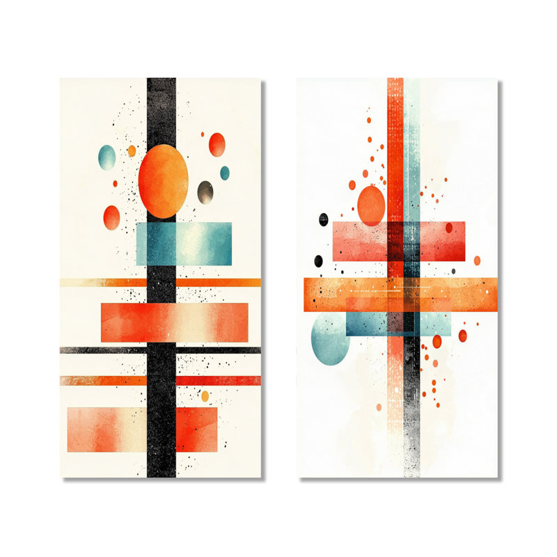 Dynamic Rectangle Balance of Geometry – Modern 2 Piece Metal Wall Art, 32" H x 32" W