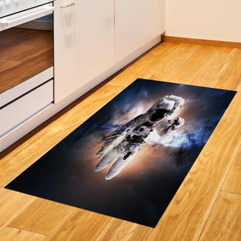 Tapis décoratif à longues fibres en polyester à haute densité Astronaut, Rectangle 2 pi 7 po x 5 pi