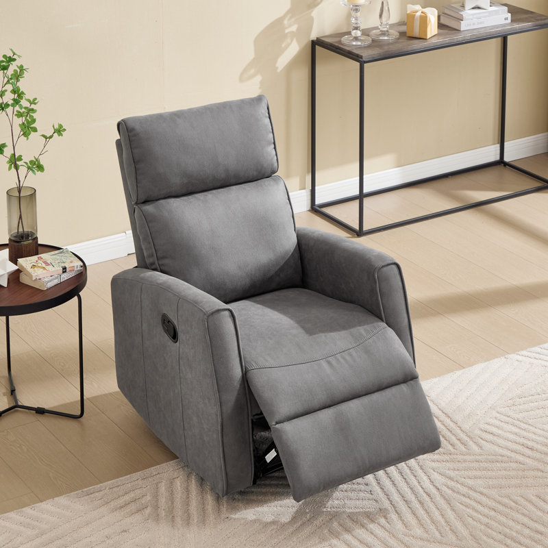 Niven 28.74'' Wide Modern Faux Leather Manual Recliner Chair For Small Room , Gray