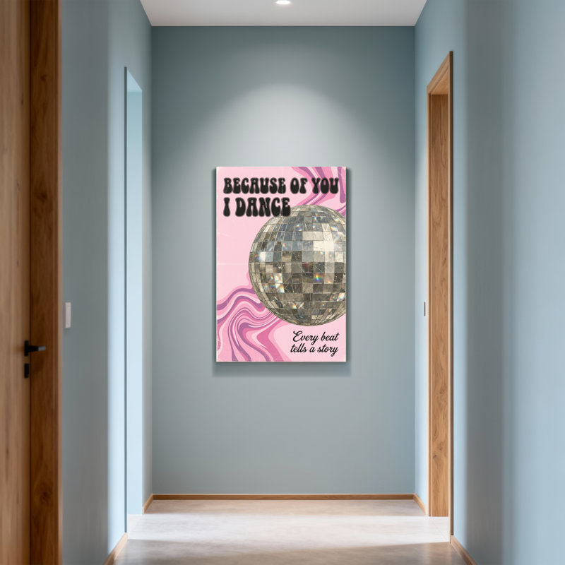 Thème de danse avec boule à facettes rose Fashion, H 18 po x l 12 po