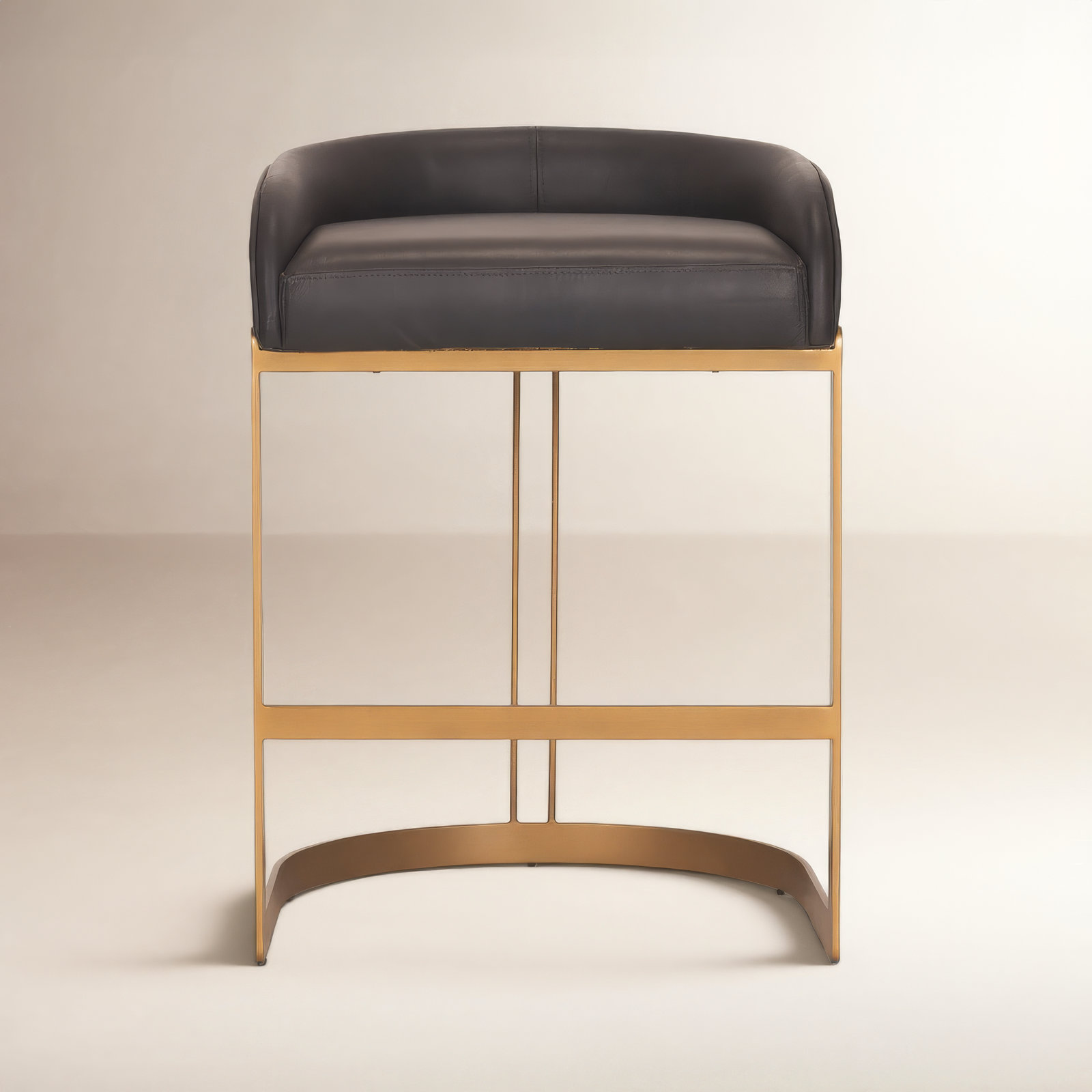 Bradley Genuine Leather Bar & Counter Stool, Counter Stool (24.75" Seat Height), Charcoal Brown