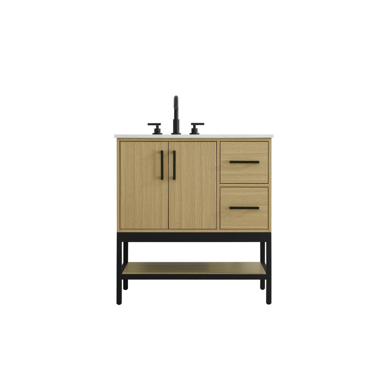 32 inch Single Bathroom Vanity, Honey Brown