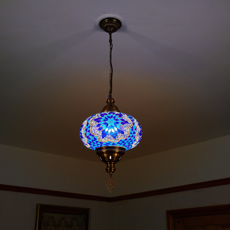 Karlie 1 - Light Bronze Single Pendant, Blue