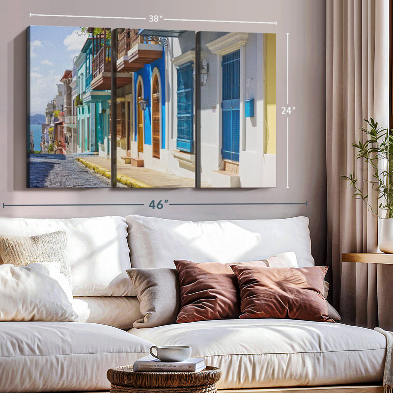 "Calle San Justo" sur toile, H 24 po x l 38 po x P 1,25 po