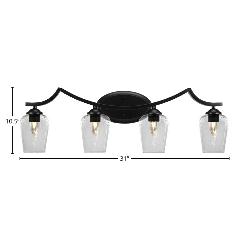 Zilo 4 Light Bath Bar, Seeded, Matte Black
