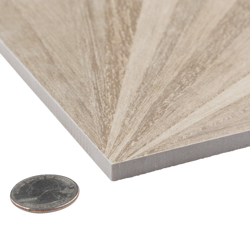 Komi Murlen 8" x 8" Straight Edge Porcelain Patterned Wall & Floor Tile, Light Brown