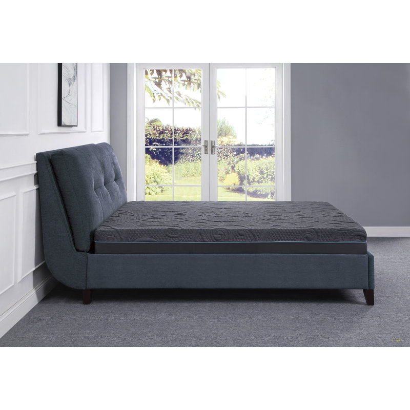 Matelas pour lit double 8 po en mousse viscoélastique hybride imprégnée de gel, gris foncé, matelas dans une boîte, matelas ferme et confortable